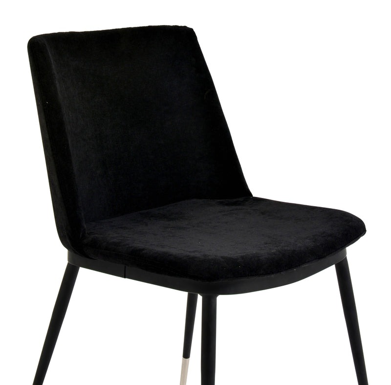 Evora Black Velvet Chair - Silver Legs (Set of 2)