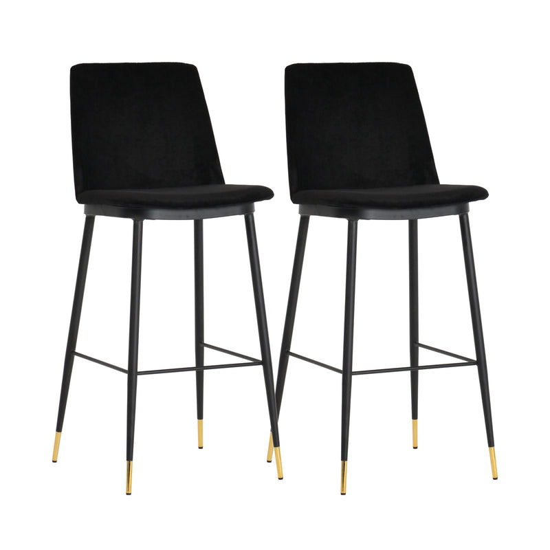 Evora Black Velvet Counter Stool (Set of 2)