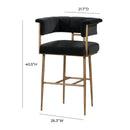 Astrid Grey Velvet Bar Stool - UK