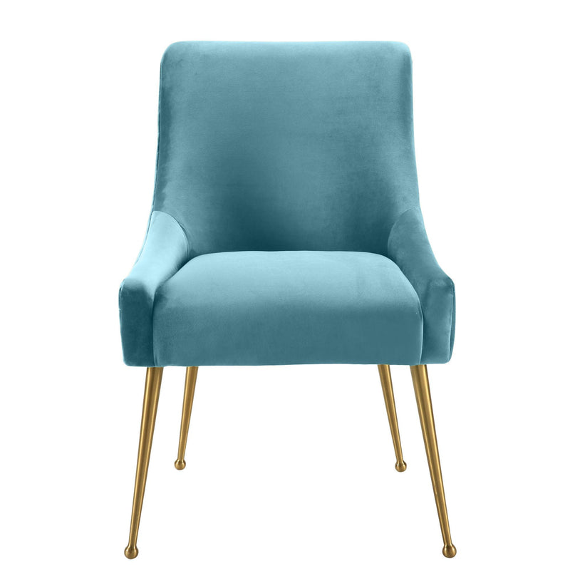 Beatrix Sea Blue Velvet Side Chair - UK