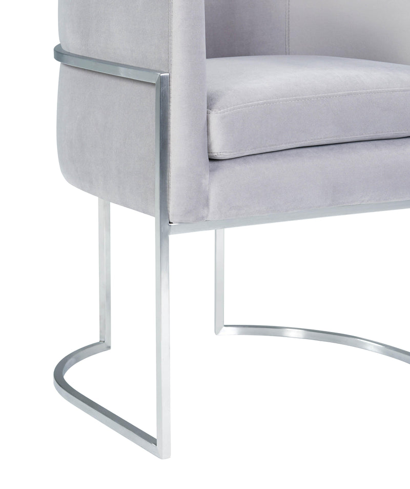 Giselle Grey Velvet Dining Chair with Silver Leg - UK