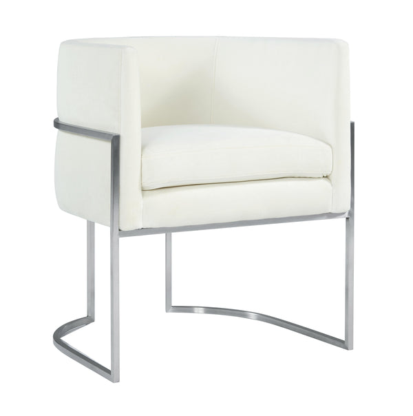 Giselle Cream Velvet Dining Chair Silver Leg - UK