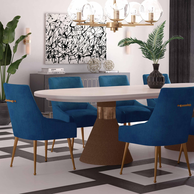 Beatrix Pleated Navy Velvet Side Chair