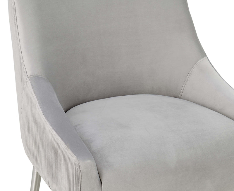 Beatrix Pleated Light Grey Velvet Counter Stool