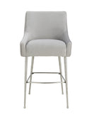 Beatrix Pleated Light Grey Velvet Bar Stool