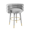Betty Grey Velvet Counter Stool - UK