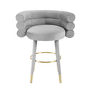 Betty Grey Velvet Counter Stool - UK