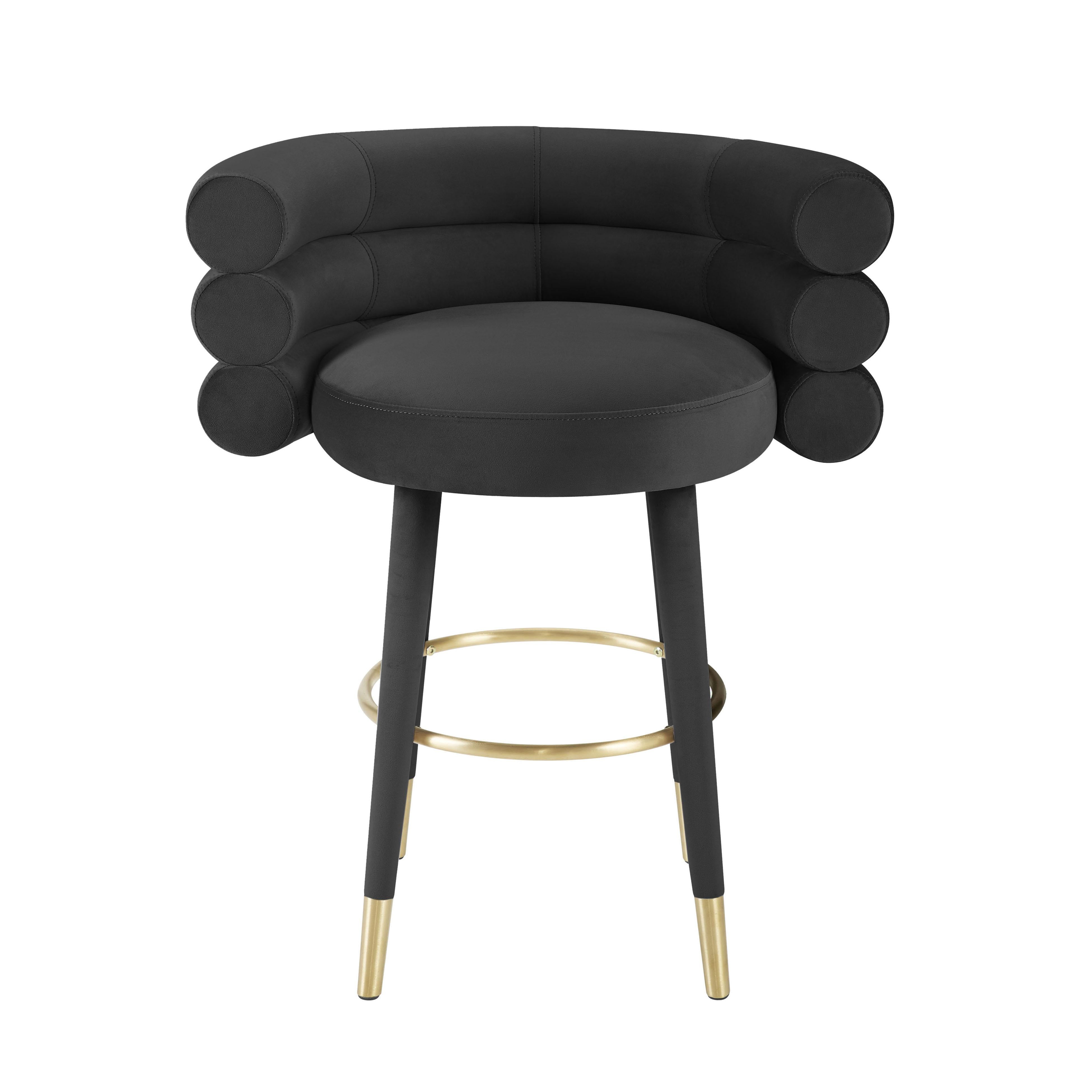 Betty Black Velvet Counter Stool