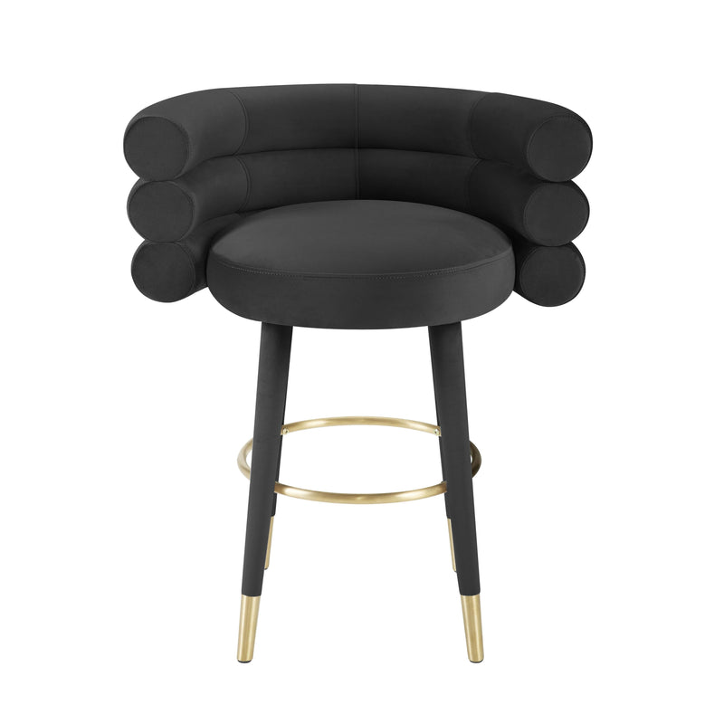 Betty Black Velvet Counter Stool