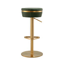 Astro Malachite Green Performance Vegan Leather and Gold  Adjustable Stool