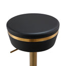 Astro Black Performance Vegan Leather and Gold Adjustable Stool