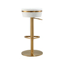 Astro White Performance Vegan Leather and Gold Adjustable Stool