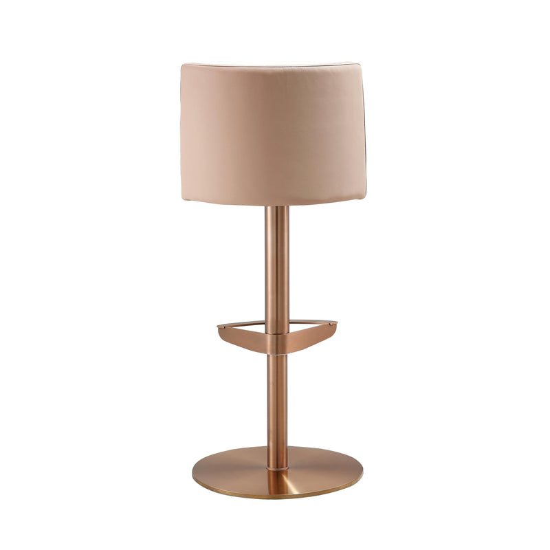 Loosha Cafe Au Lait Performance Vegan Leather and Rose Gold Adjustable Stool - UK