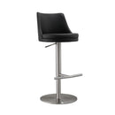 Reagan Black Performance Vegan Leather and Silver Adjustable Stool