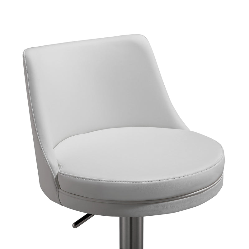 Reagan White and Silver Adjustable Stool - UK