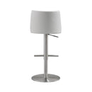 Reagan White Performance Vegan Leather and Silver Adjustable Stool
