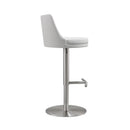 Reagan White Performance Vegan Leather and Silver Adjustable Stool