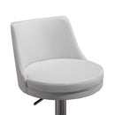Reagan White Performance Vegan Leather and Silver Adjustable Stool