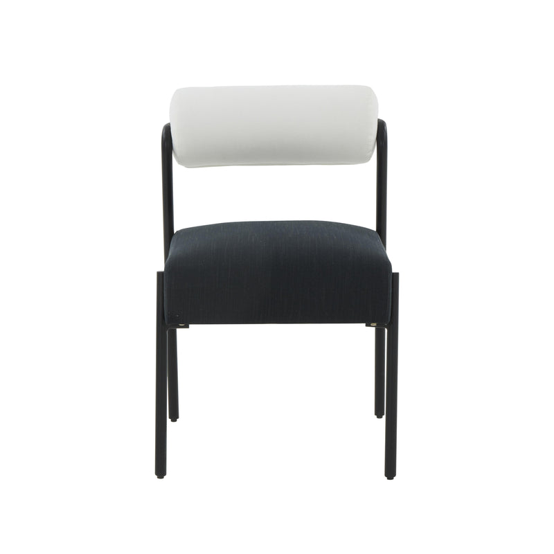Jolene Cream and Black Performance Linen Dining Chair - Set of 2