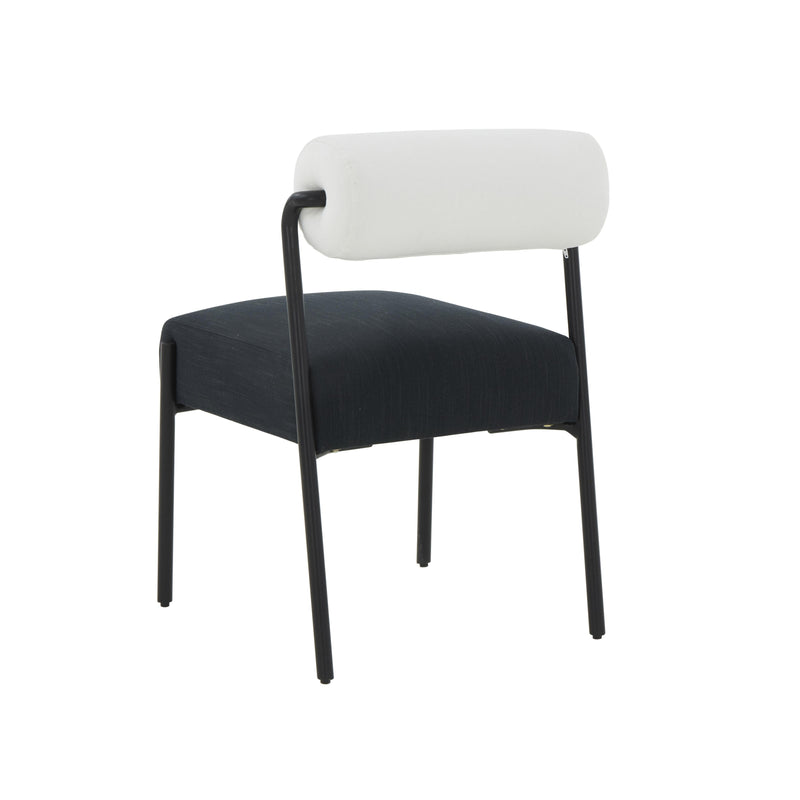 Jolene Cream and Black Performance Linen Dining Chair - Set of 2