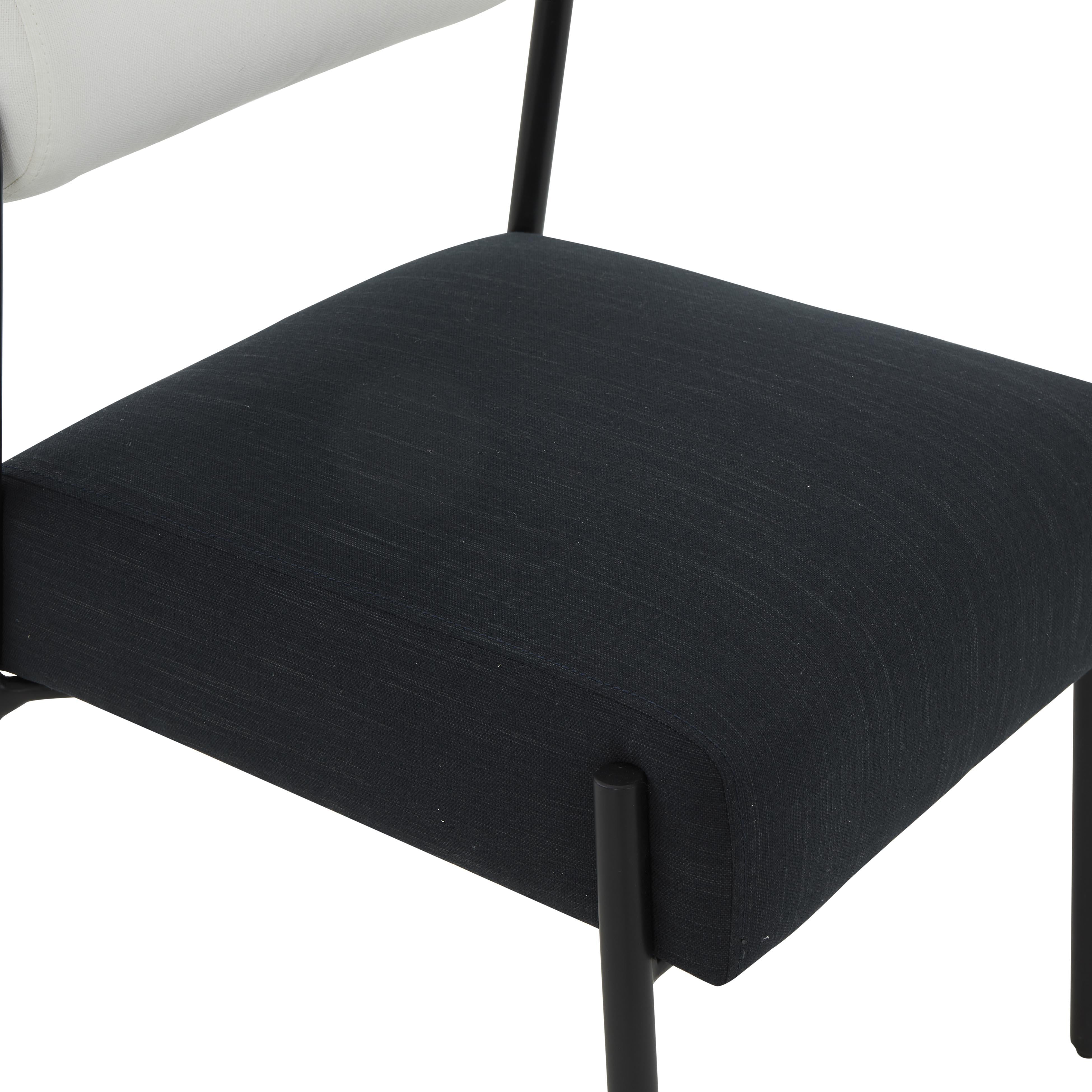 Jolene Cream and Black Performance Linen Dining Chair - Set of 2