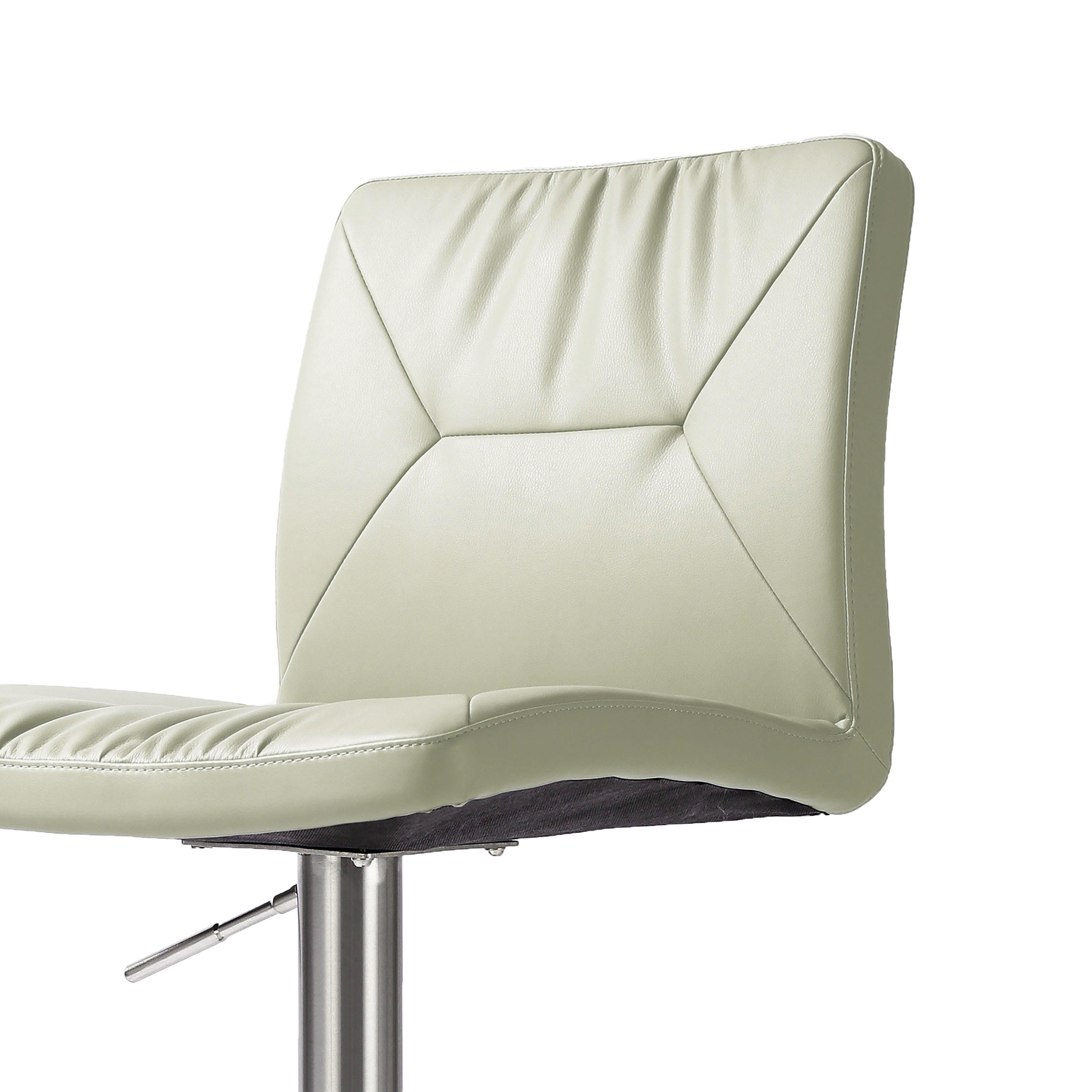 Paddy Light Grey Vegan Leather on Silver Adjustable Stool - UK