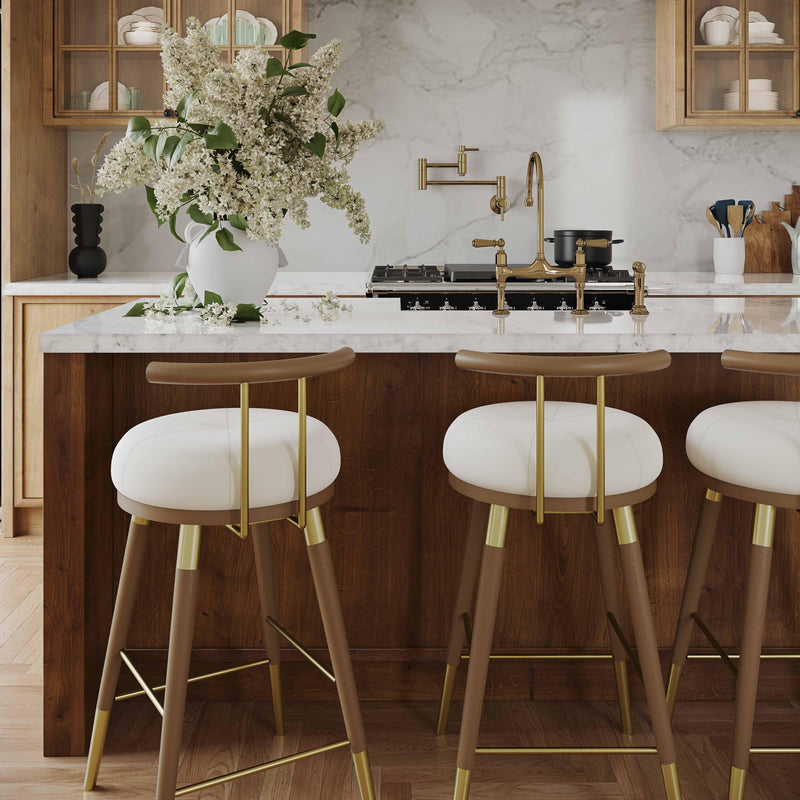 Juniper Cream Velvet Counter Stool - UK