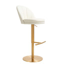 Venus Cream Performance Vegan Leather and Gold Adjustable Swivel Stool