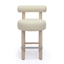 Carmel Cream Boucle and Solid Wood Counter Stool