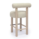 Carmel Cream Boucle and Solid Wood Counter Stool