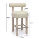 Carmel Cream Boucle and Solid Wood Counter Stool
