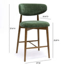 Zinea Forest Green Performance Textured Velvet Counter Stool