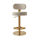 Primrose Cream Textured Performance Fabric Adjustable Stool