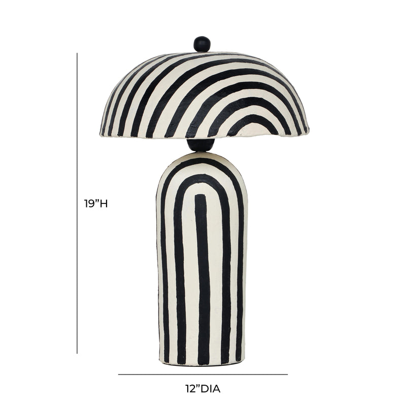 Maiori Black Striped Papier Mache Table Lamp