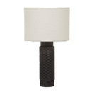 Grava Cream Boucle & Black Hand Carved Wood Table Lamp