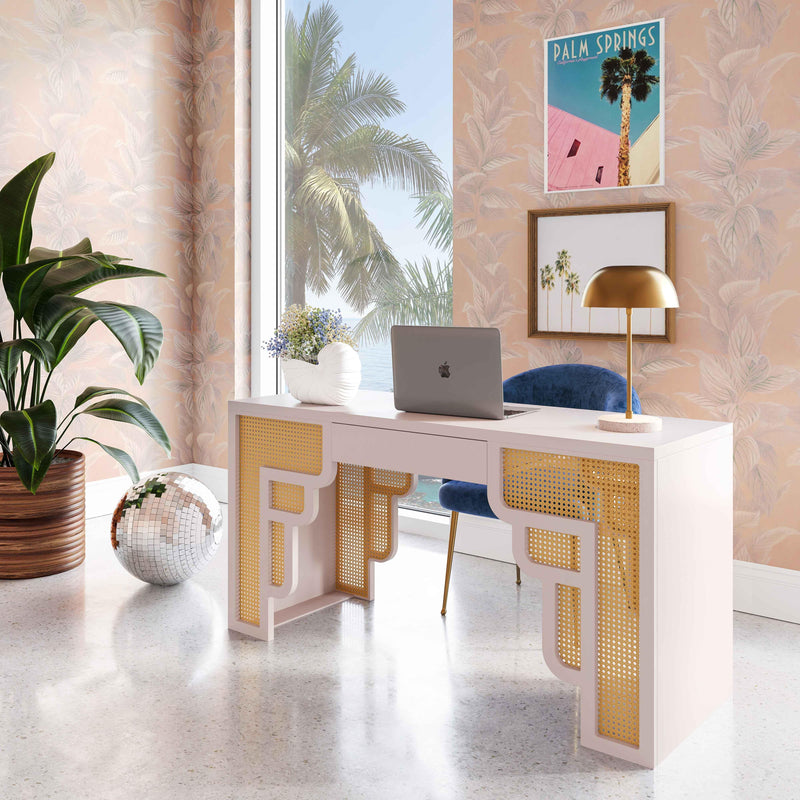 Suzie Cream & Rattan Executive Desk - UK