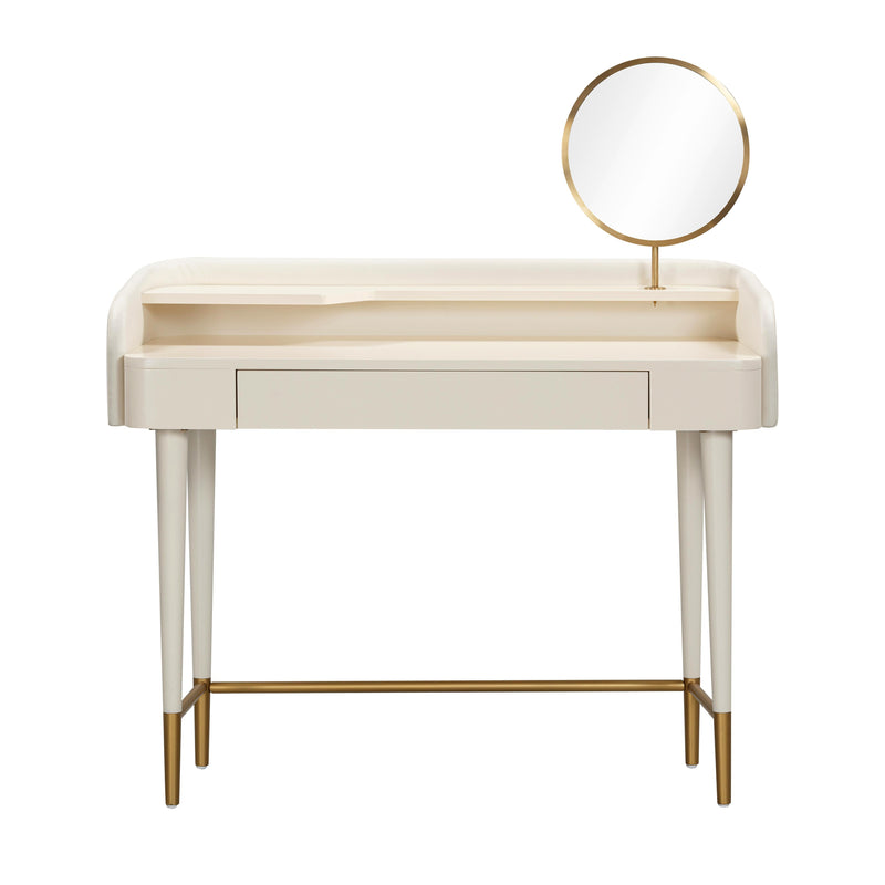Penelope Cream Vegan Leather Wrapped Vanity Desk - UK