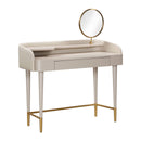Penelope Taupe Vegan Leather Wrapped Vanity Desk - UK