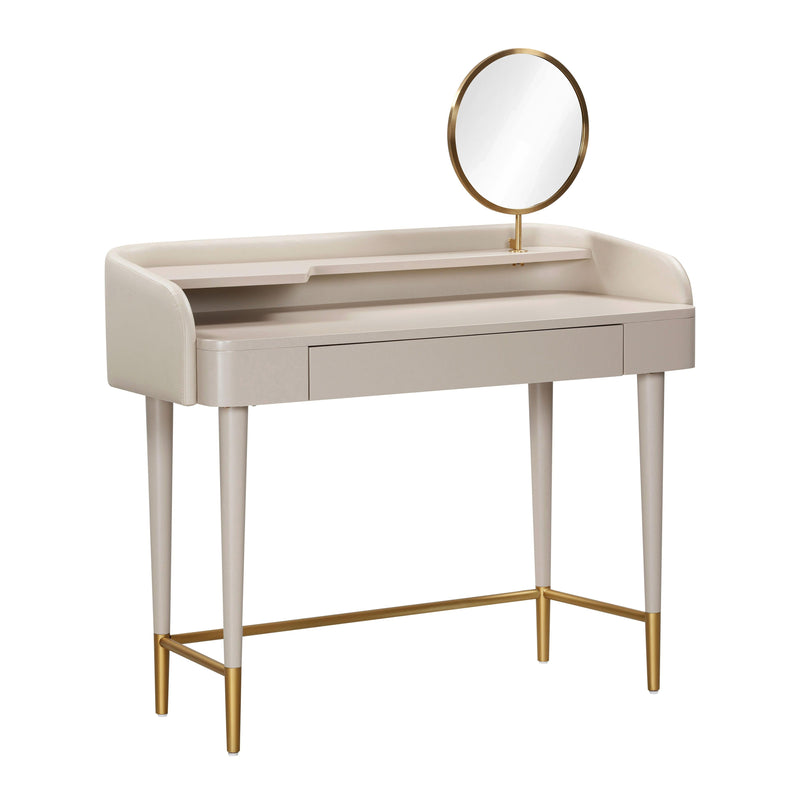 Penelope Taupe Vegan Leather Wrapped Vanity Desk - UK