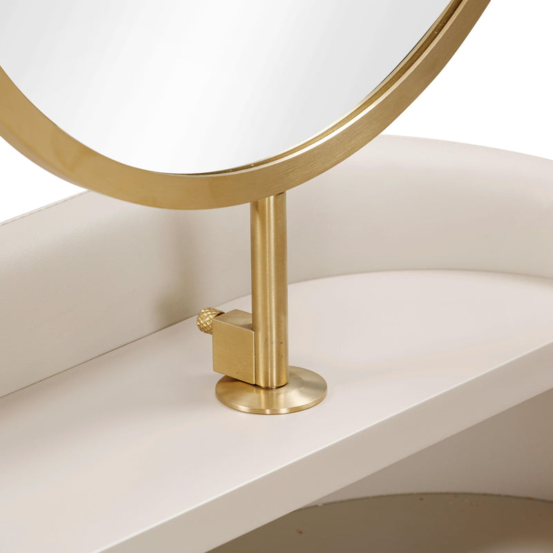 Penelope Taupe Vegan Leather Wrapped Vanity Desk - UK