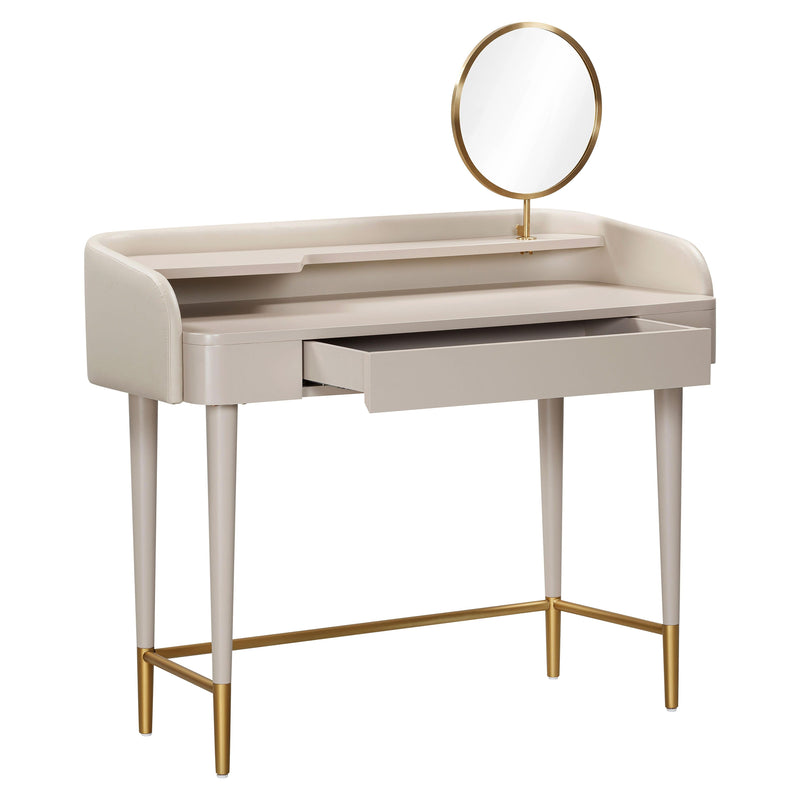 Penelope Taupe Vegan Leather Wrapped Vanity Desk - UK
