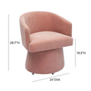 Kristen Pink Upcycled Chenille Rolling Desk Chair
