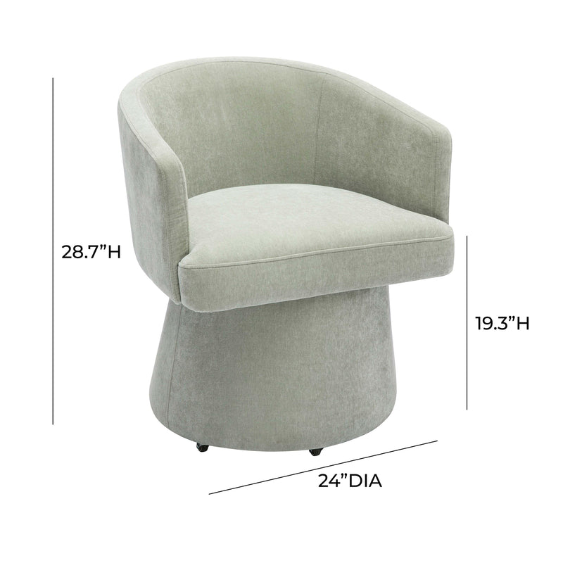 Kristen Light Green Upcycled Chenille Rolling Desk Chair