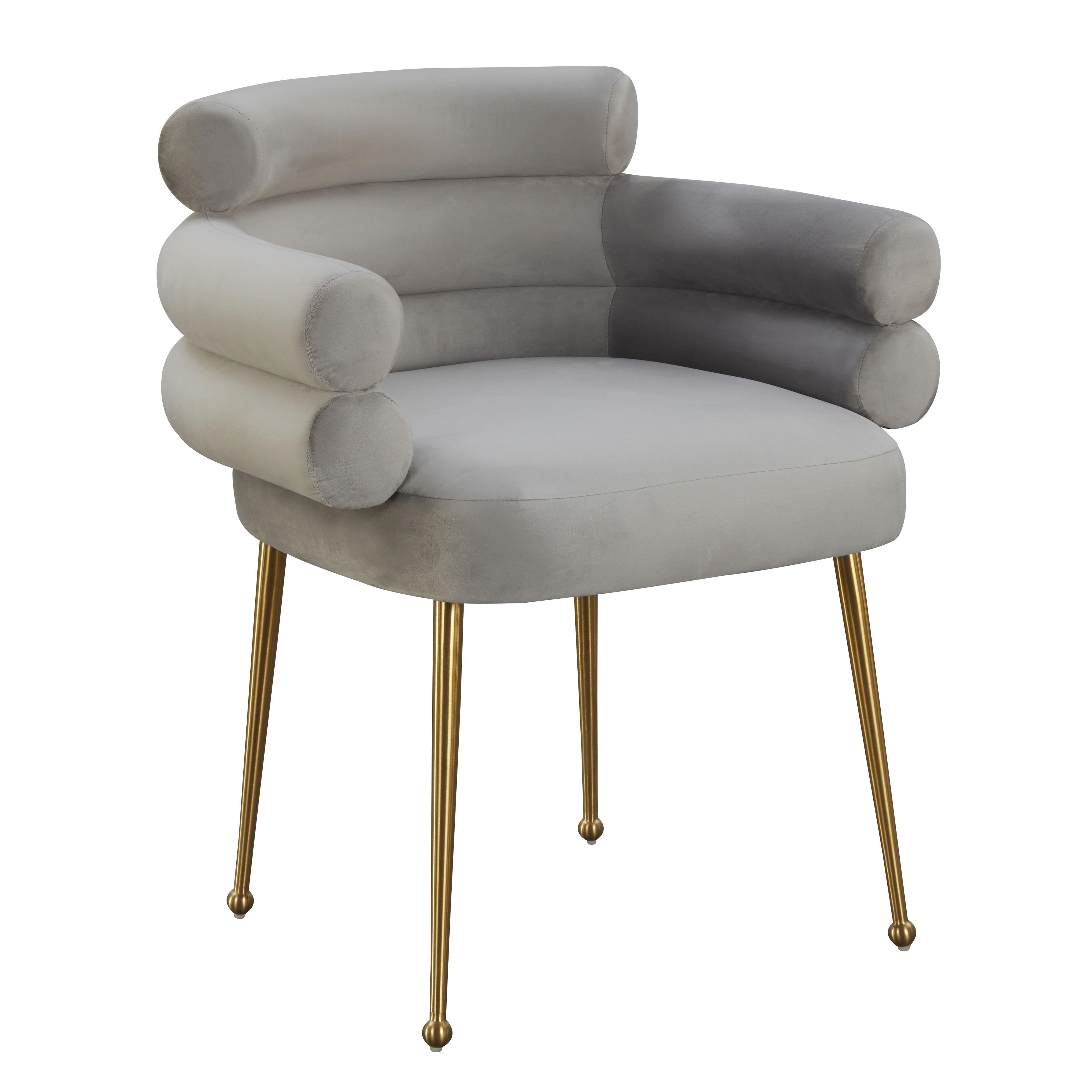Dente Grey Velvet Dining Chair - UK
