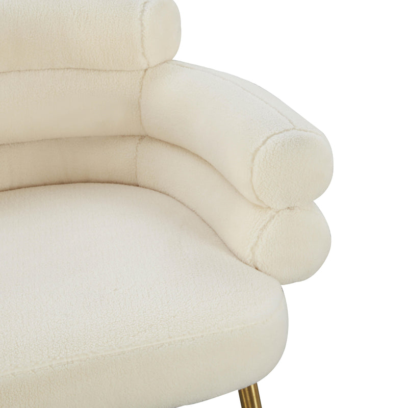 Dente Cream Faux Sheepskin Dining Chair - UK
