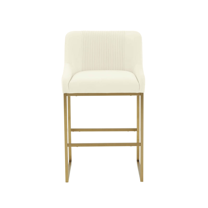 Lisa Cream Pleated Velvet Counter Stool