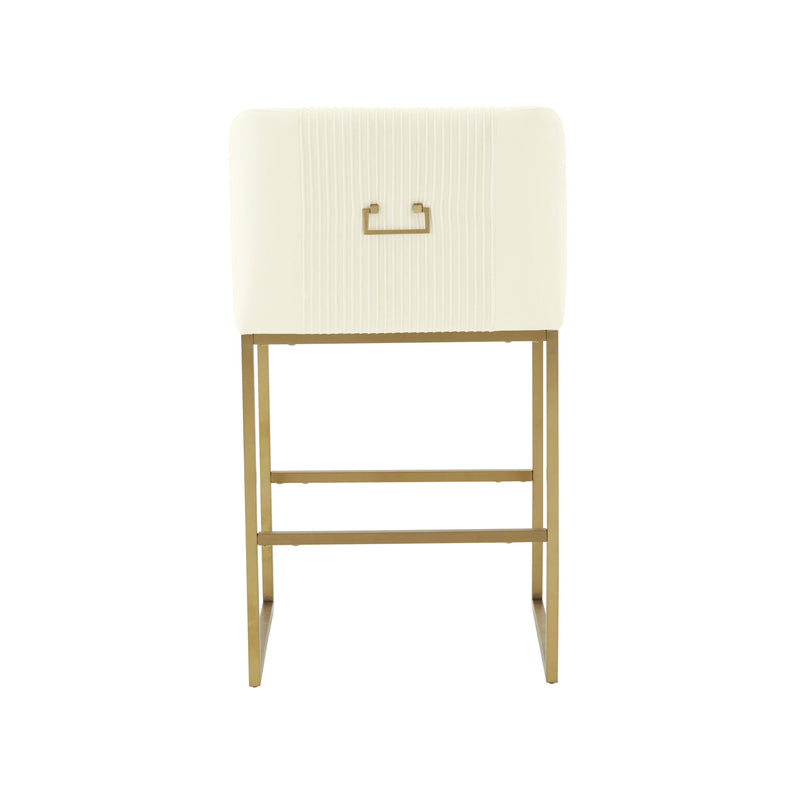 Lisa Cream Pleated Velvet Counter Stool