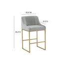 Lisa Grey Pleated Velvet Counter Stool