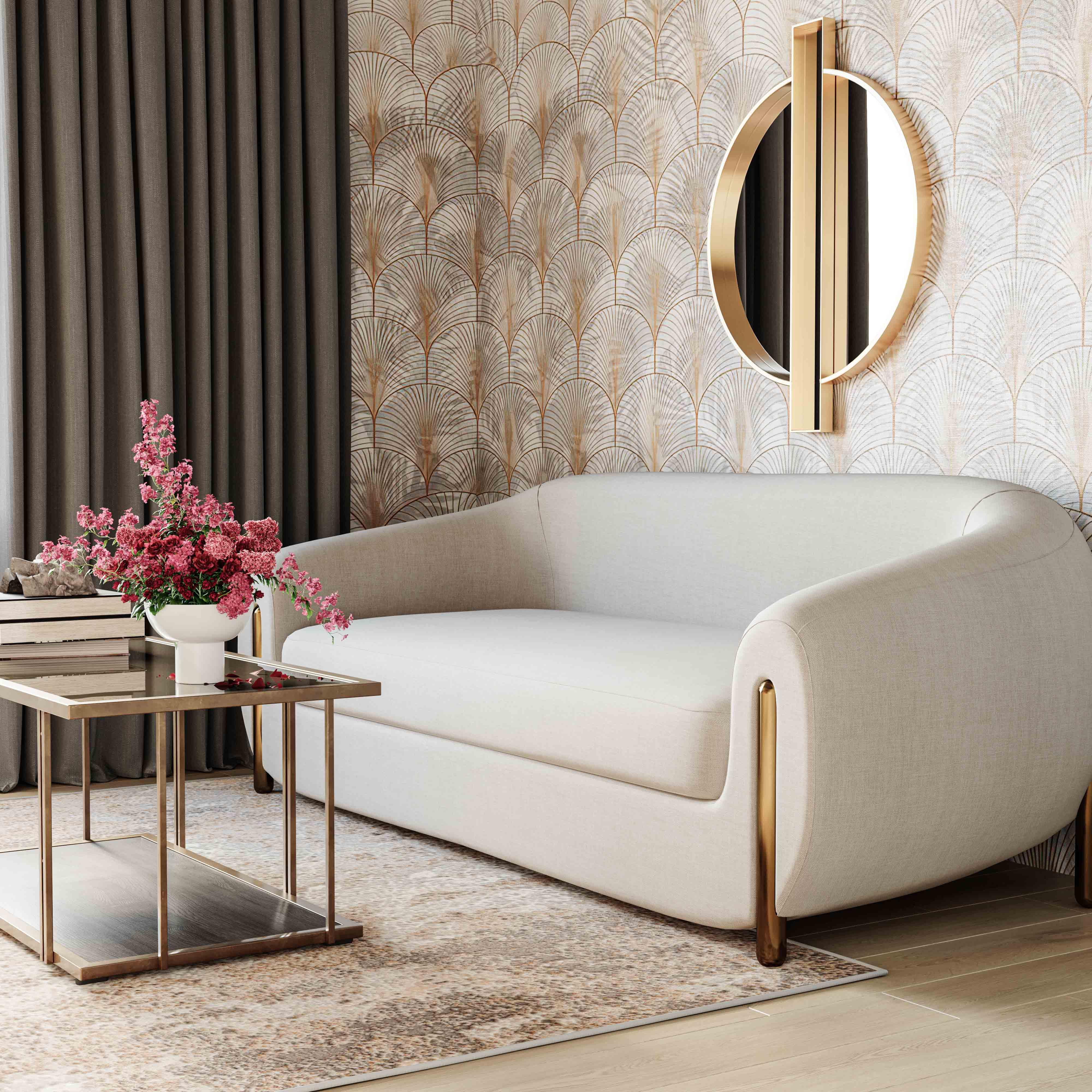 Lina Cream Textured Linen Sofa - UK
