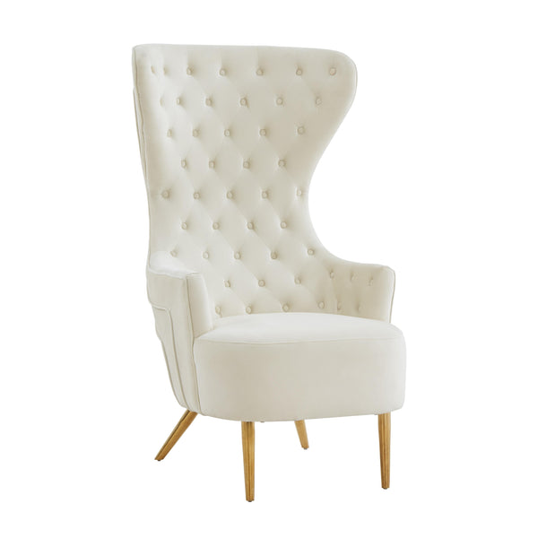 Jezebel Cream Velvet Wingback Chair - UK